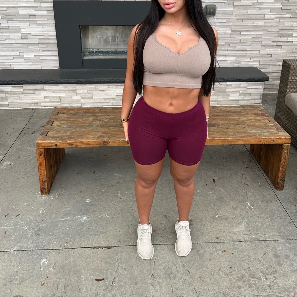 Fashion Nova Burgundy Bike Shorts